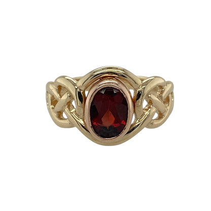 9ct Gold & Garnet Set Clogau Celtic Ring