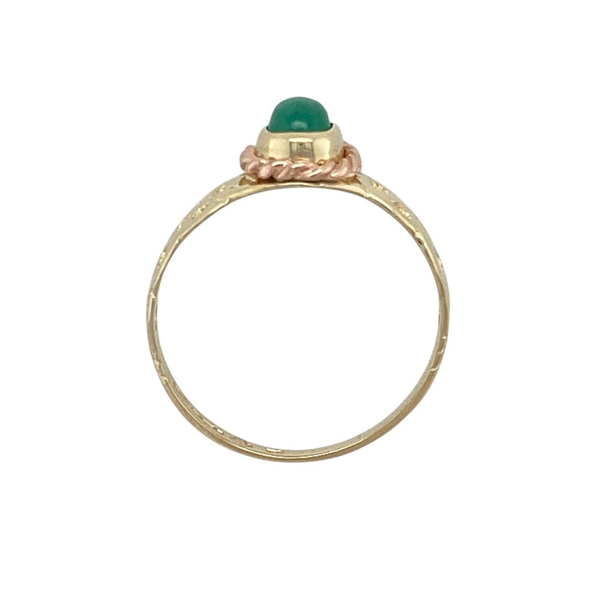 9ct Welsh Gold & Green Stone Celtic Knot Ring