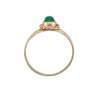 9ct Welsh Gold & Green Stone Celtic Knot Ring