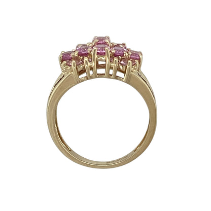 9ct Gold & Pink Stone Set Cluster Ring