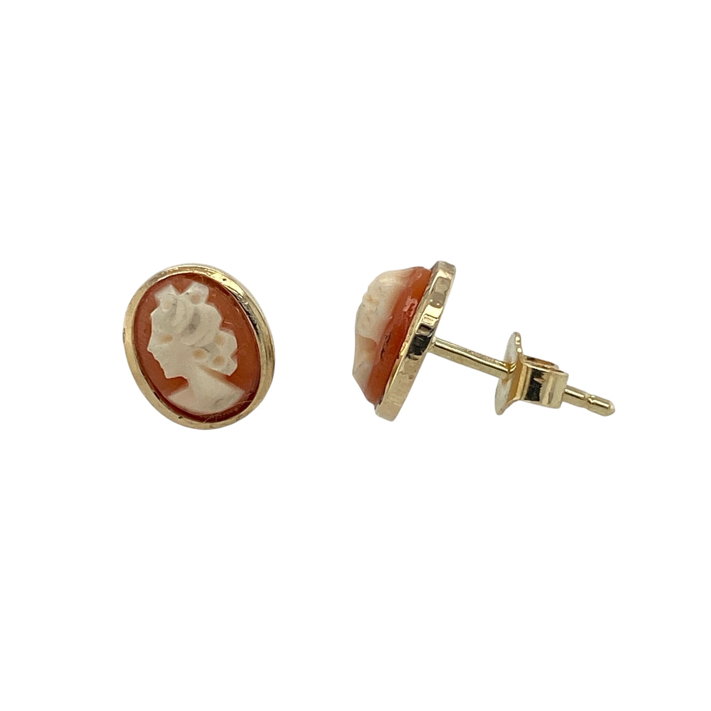 9ct Gold & Cameo Oval Stud Earrings