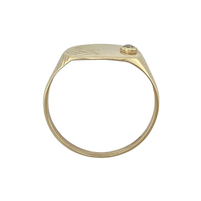 9ct Gold & Diamond Set Patterned Signet Ring