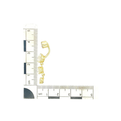 9ct Gold & Cubic Zirconia Set Three Drop Belly Bar