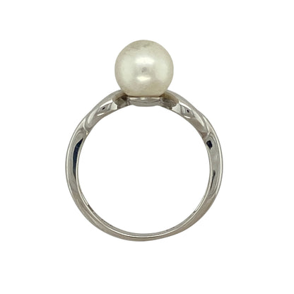 18ct White Gold & Pearl Set Twist Ring