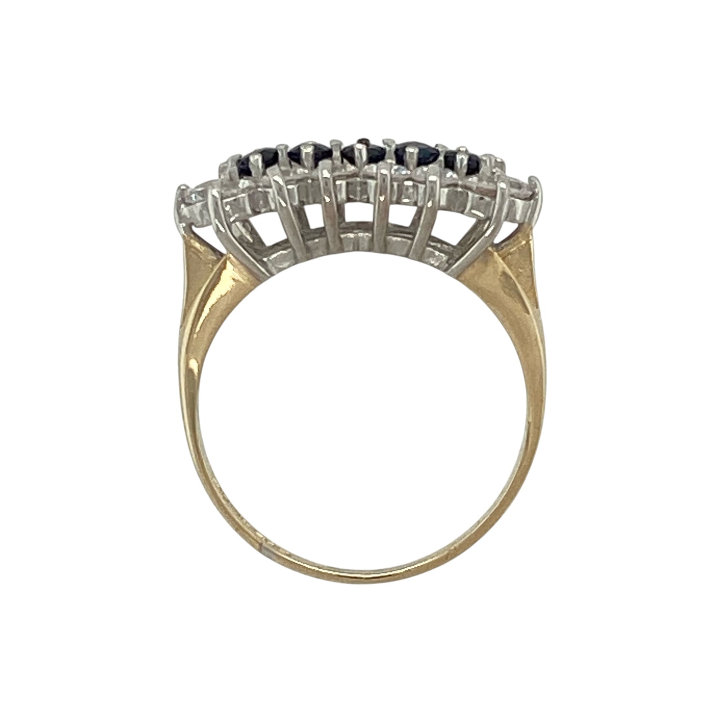 9ct Gold Sapphire & Cubic Zirconia Set Cluster Band Ring