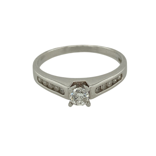 New 9ct White Gold & Diamond Set Solitaire Ring