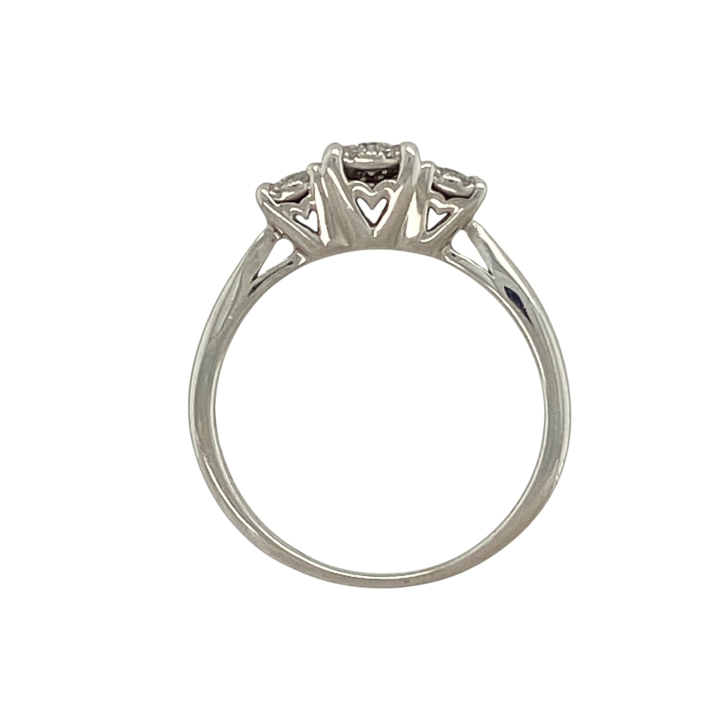 New 9ct White Gold & Diamond Illusion Set Trilogy Cluster Ring