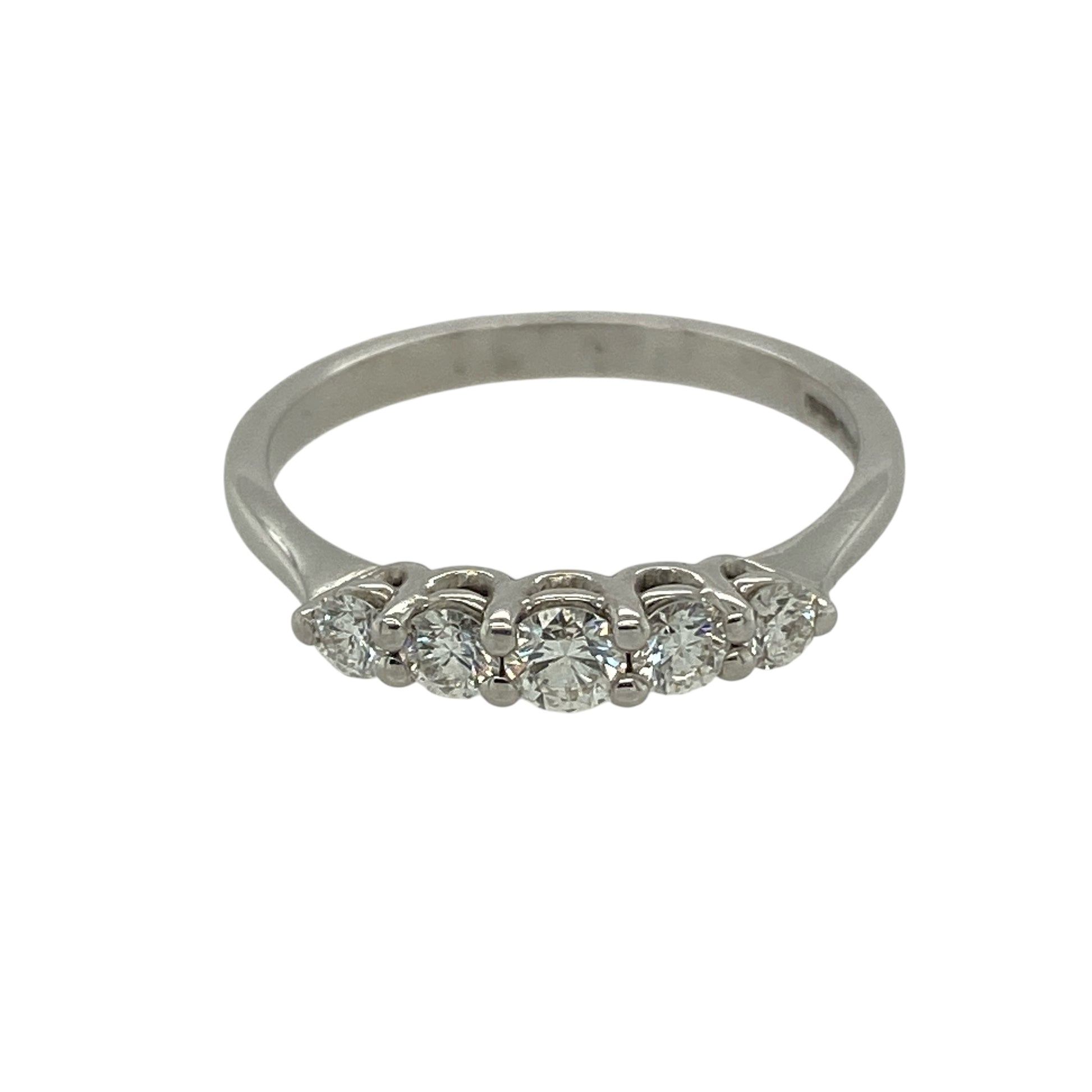 New 18ct White Gold & Diamond Set Five Stone Band Ring