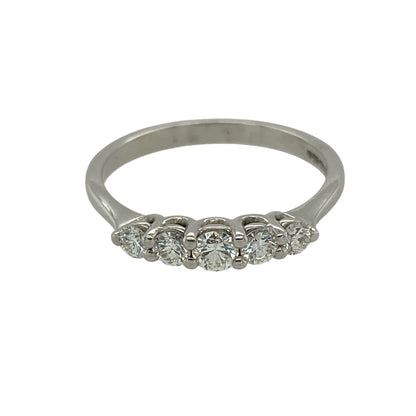 New 18ct White Gold & Diamond Set Five Stone Band Ring