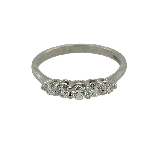 New 18ct White Gold & Diamond Set Five Stone Band Ring