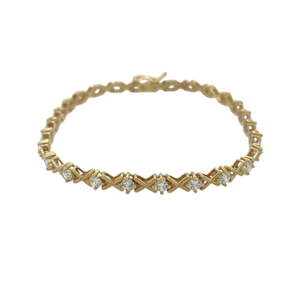 9ct Gold & Cubic Zirconia Set 7" Bracelet