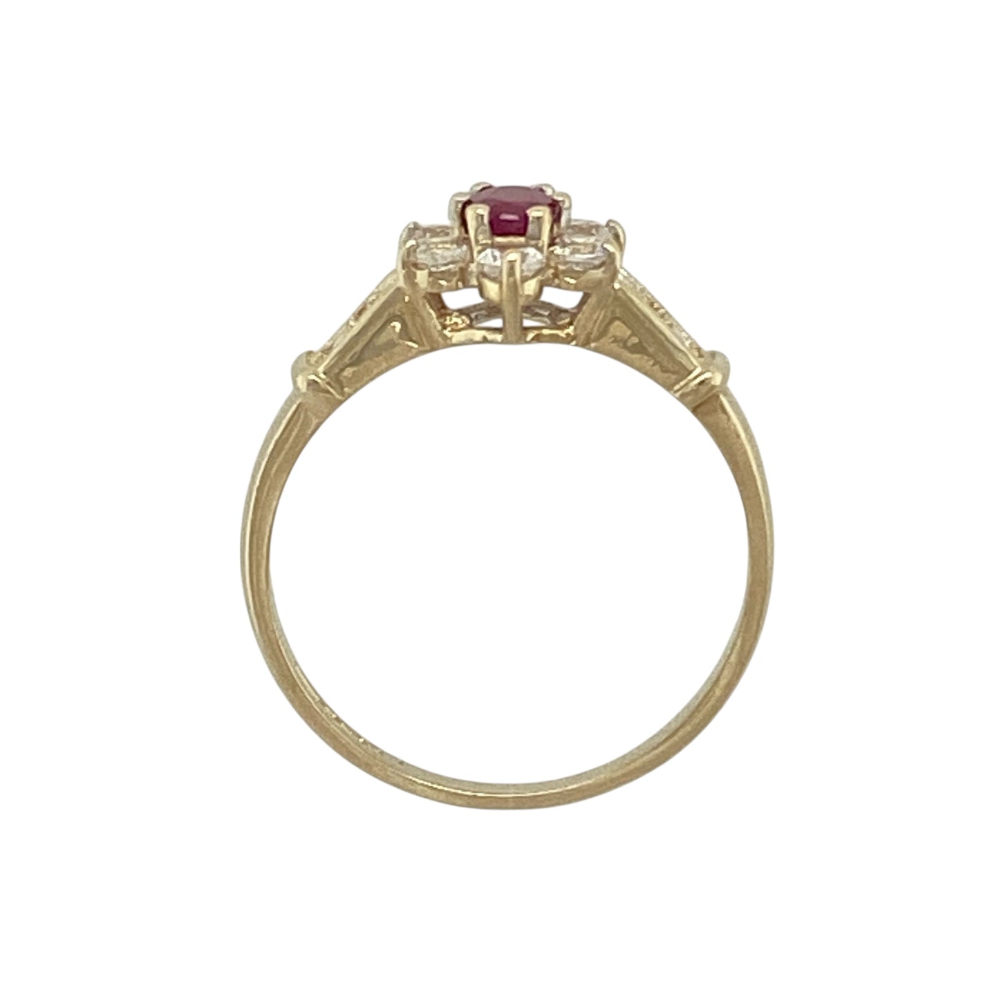 9ct Gold Ruby & Cubic Zirconia Set Cluster Ring