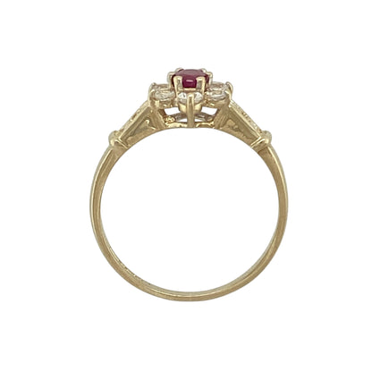 9ct Gold Ruby & Cubic Zirconia Set Cluster Ring