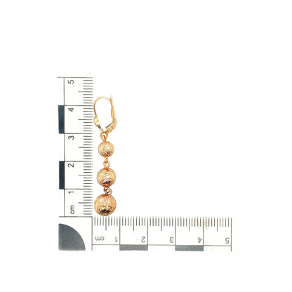 9ct Gold Patterned Ball Drop Earrings