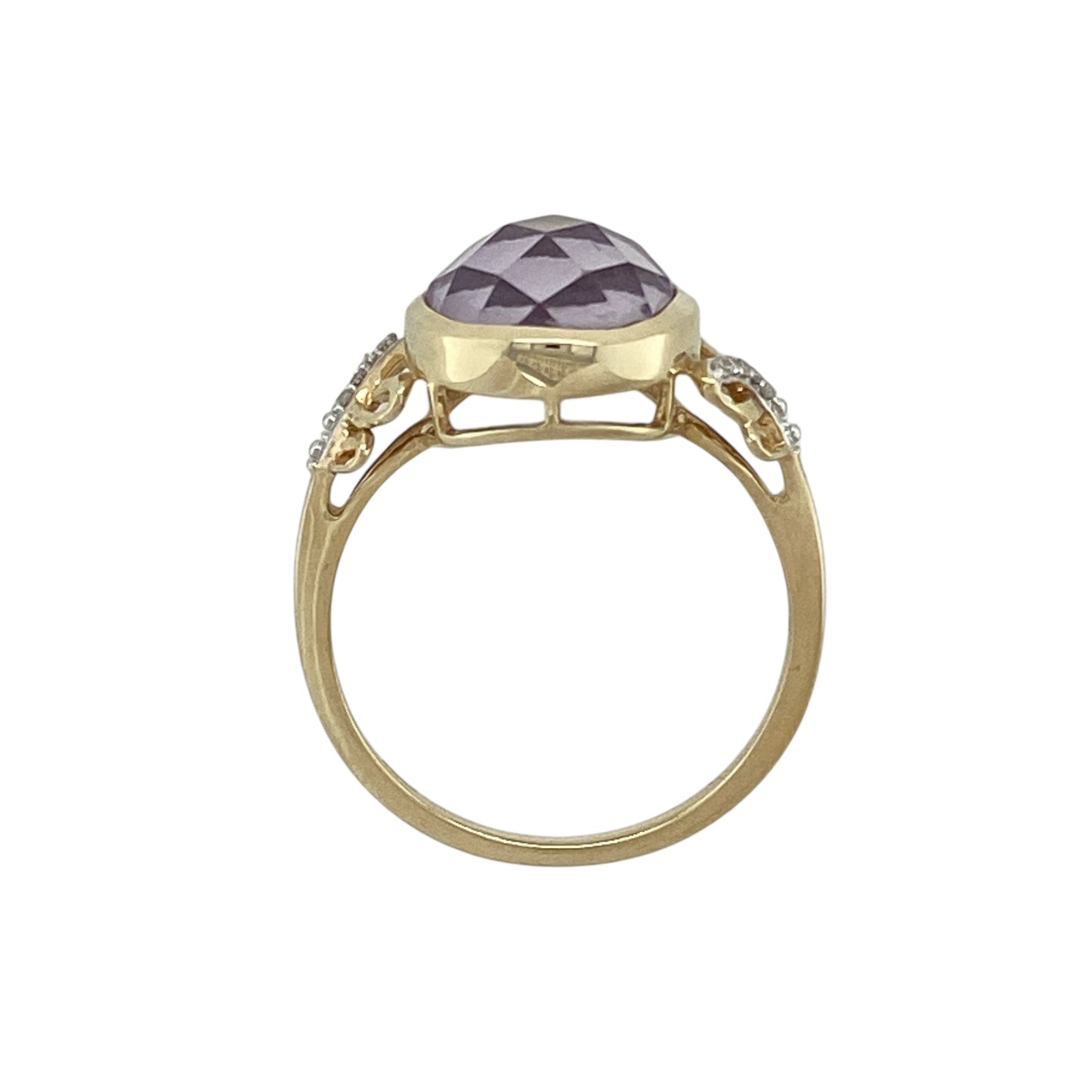 9ct Gold Diamond & Purple Stone Set Ring