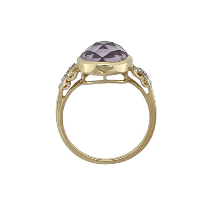 9ct Gold Diamond & Purple Stone Set Ring