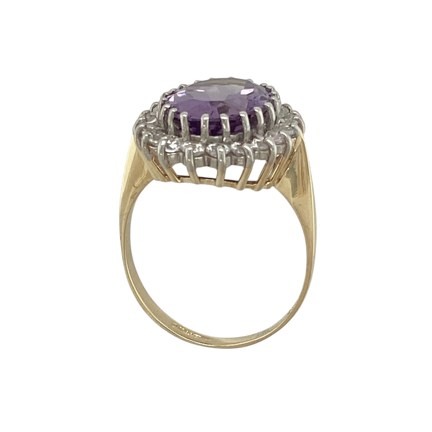 9ct Gold Amethyst & Cubic Zirconia Set Cluster Ring