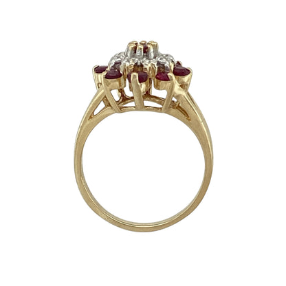 9ct Gold Diamond & Ruby Set Cluster Ring