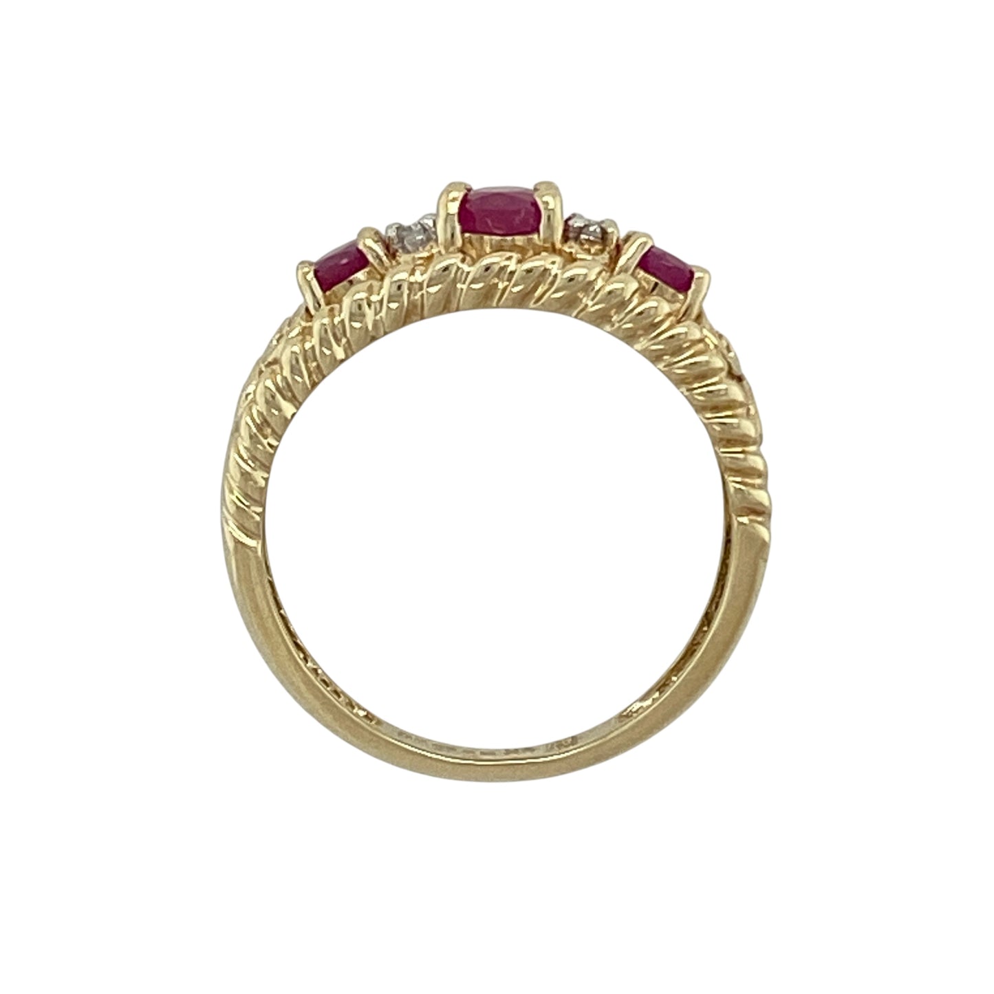 9ct Gold Diamond & Ruby Set Band Ring