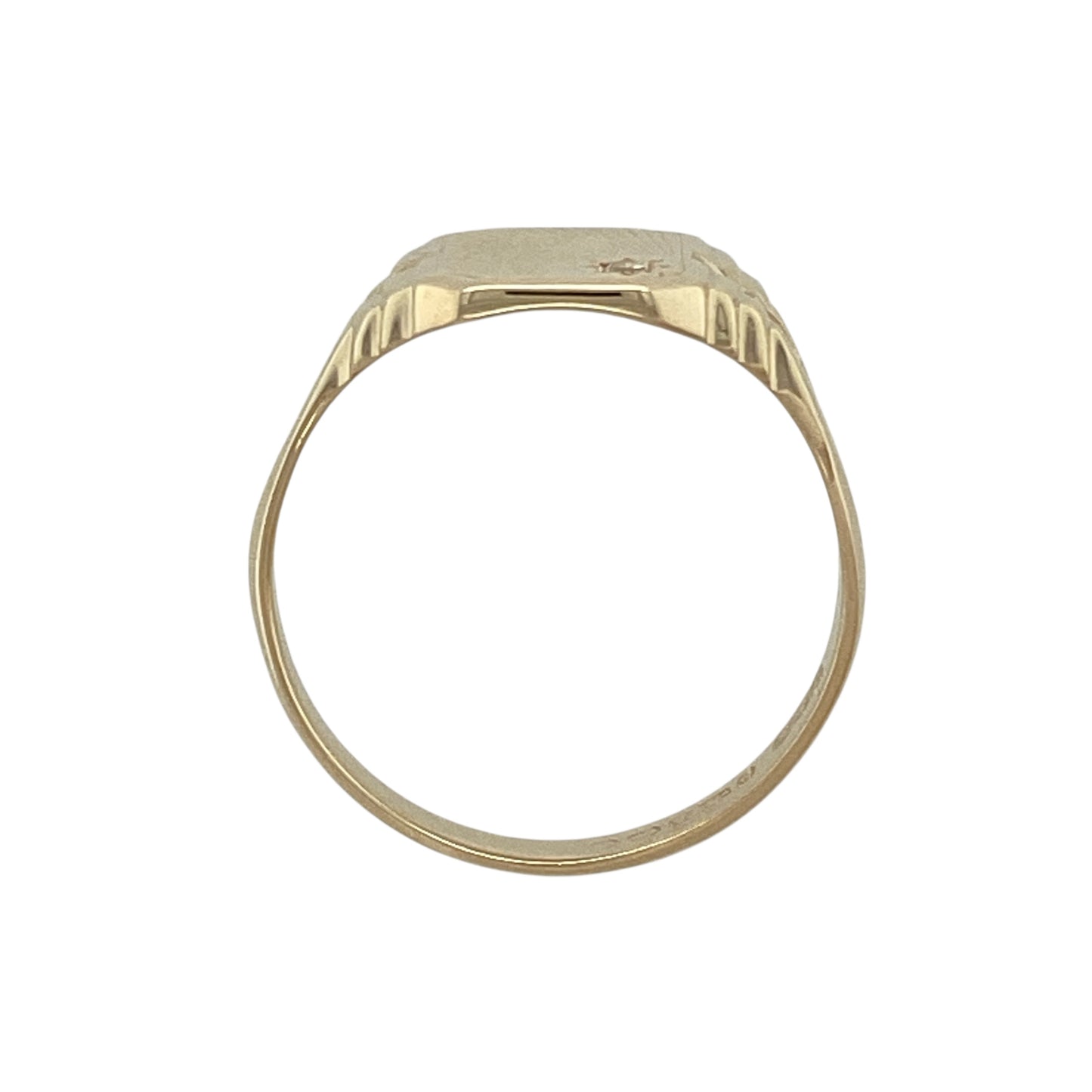 9ct Gold & Diamond Set Patterned Signet Ring