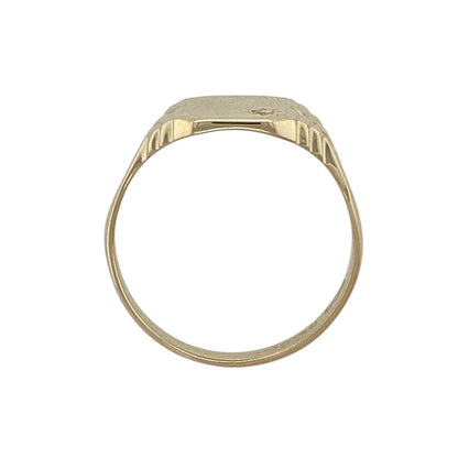 9ct Gold & Diamond Set Patterned Signet Ring