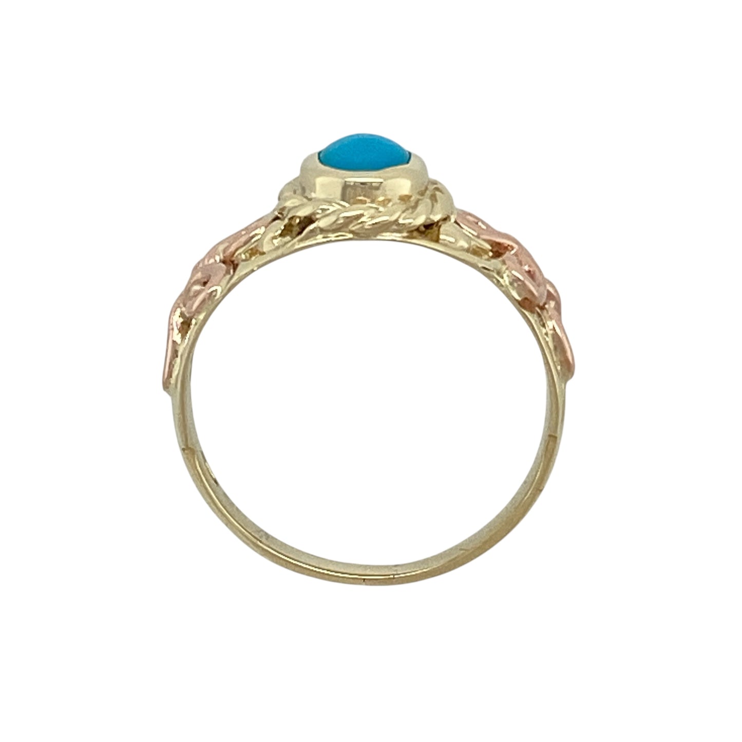 9ct Welsh Gold & Turquoise Set Celtic Ring
