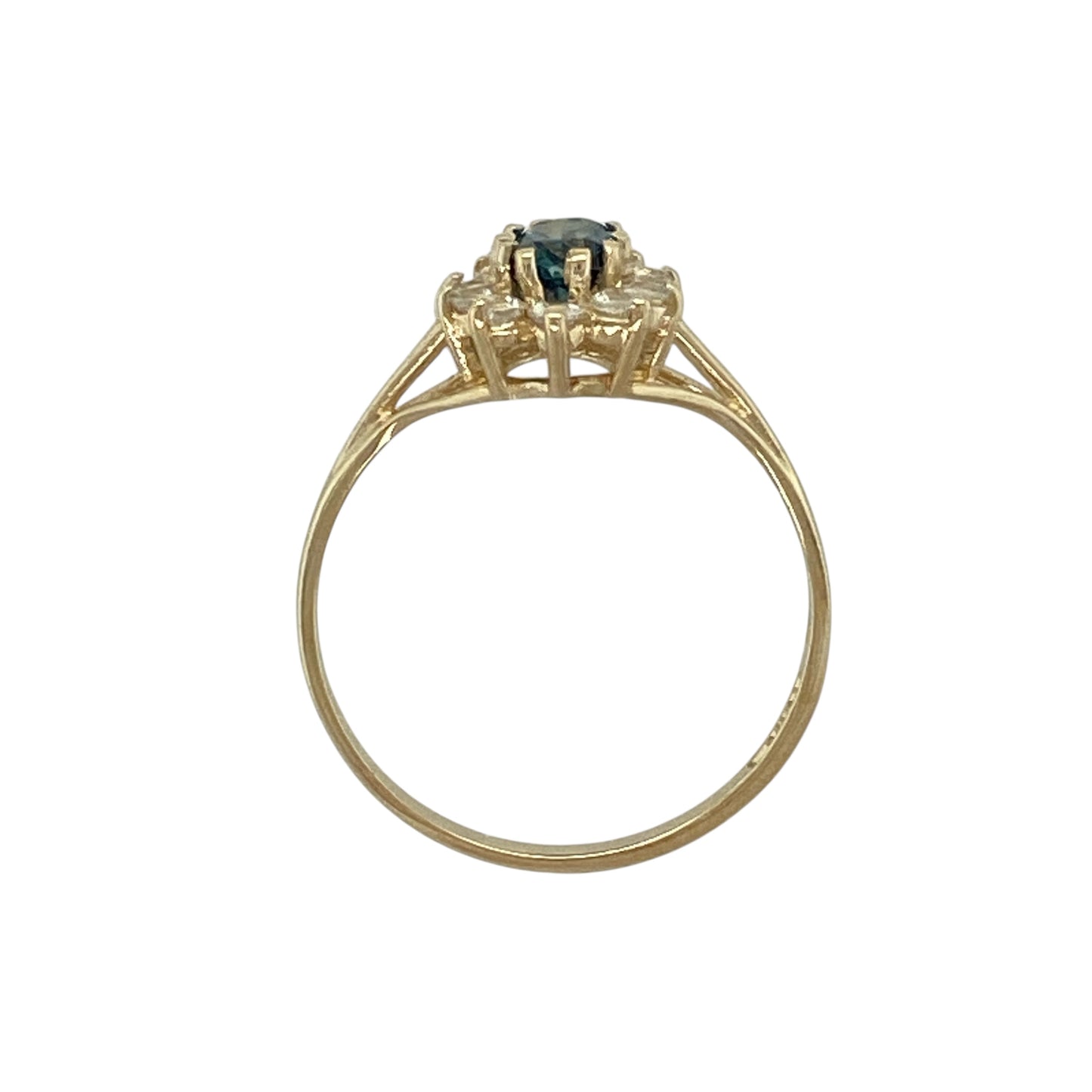 9ct Gold Blue Topaz & Cubic Zirconia Set Cluster Ring