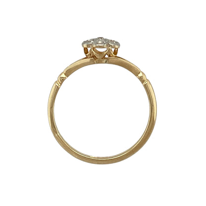 18ct Gold & Diamond Set Vintage Flower Art Deco Style Ring