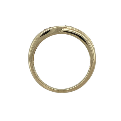 9ct Gold & Diamond Set Crossover Band Ring