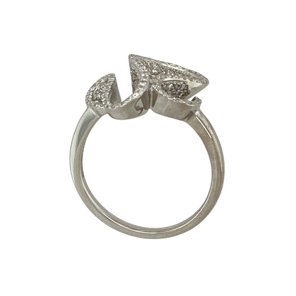 18ct White Gold & Diamond Pave Set Swirl Design Ring