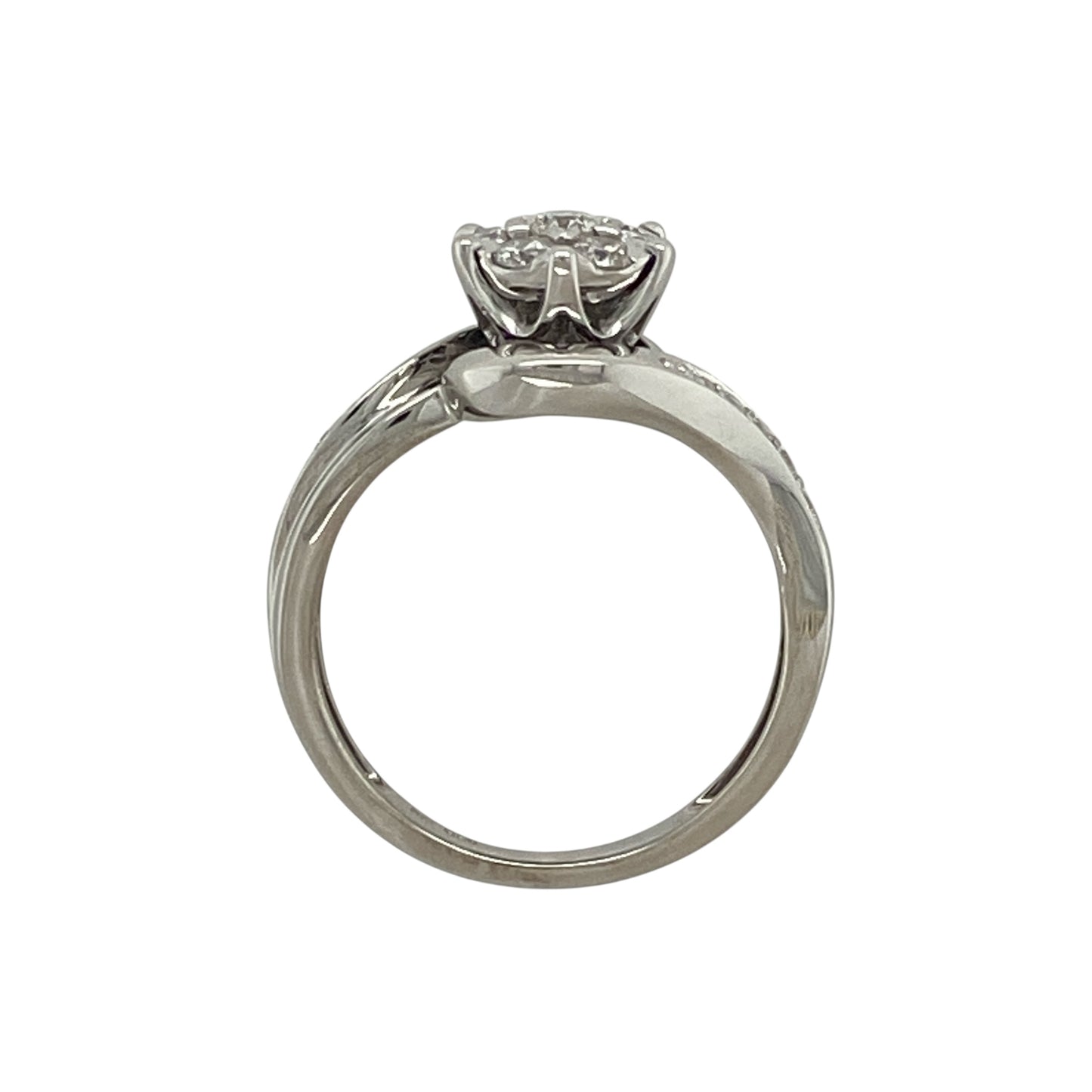 9ct White Gold & Diamond Set Cluster Ring