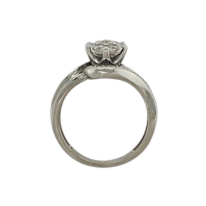 9ct White Gold & Diamond Set Cluster Ring