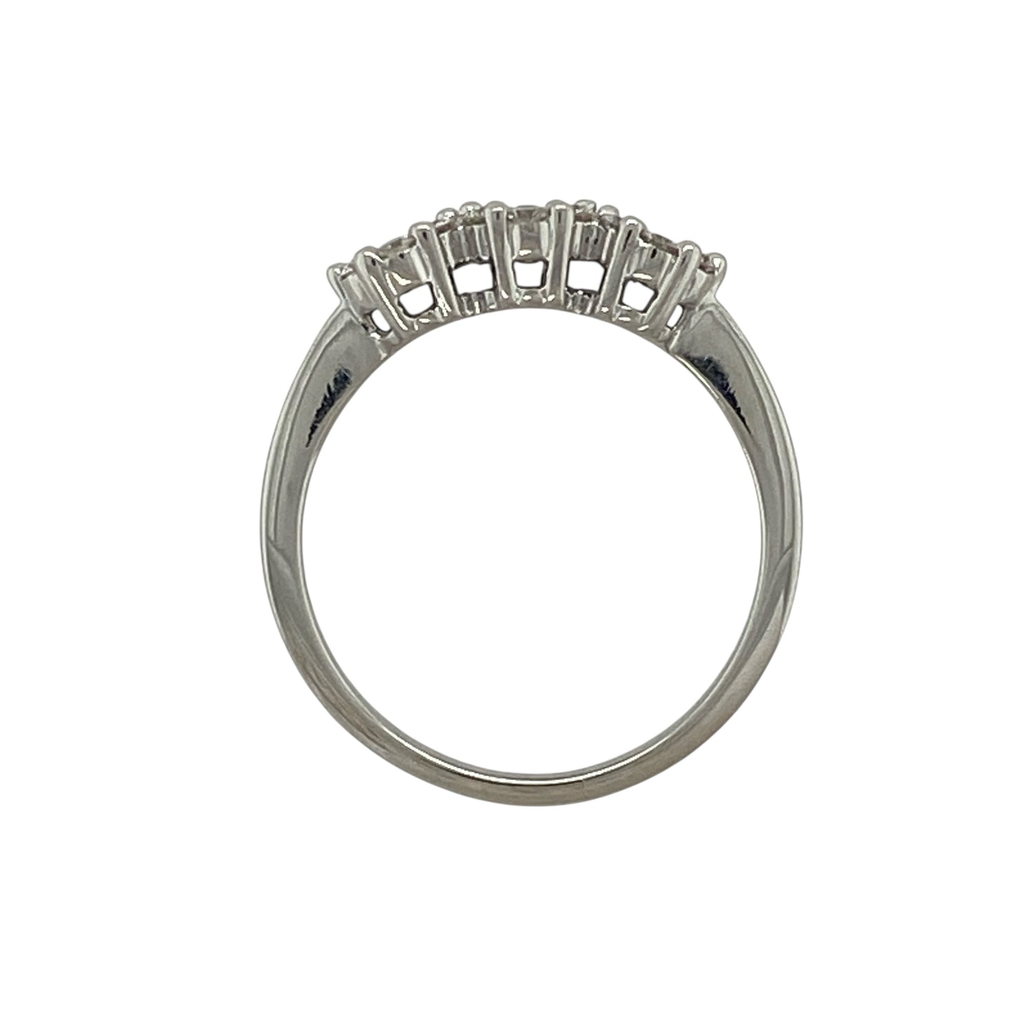 9ct White Gold & Diamond Set Cluster Trilogy Ring