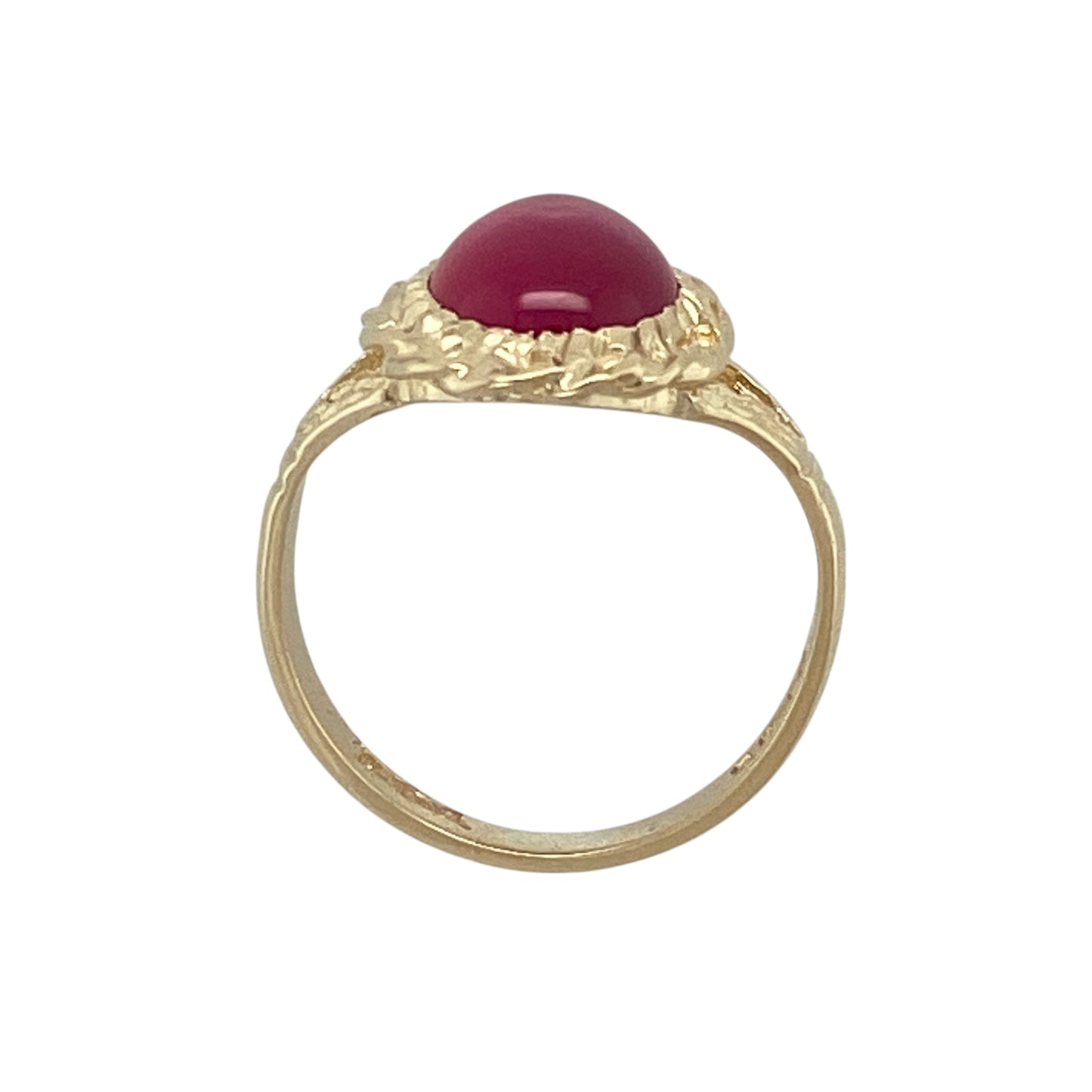9ct Gold & Pink Stone Set Rope Surround Ring