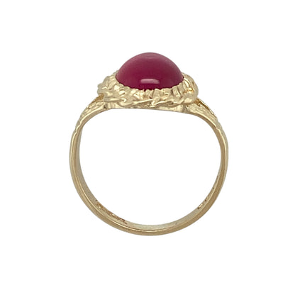 9ct Gold & Pink Stone Set Rope Surround Ring