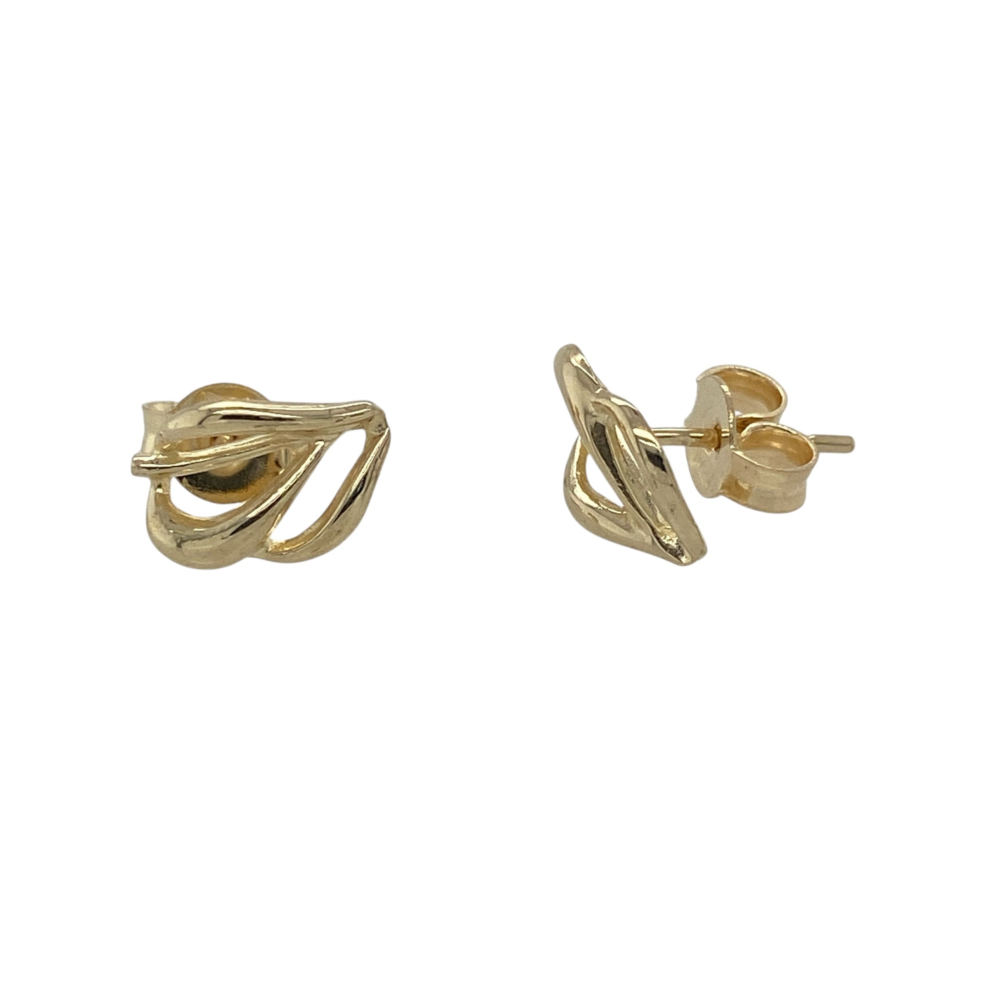 9ct Gold Open Leaf Design Stud Earrings