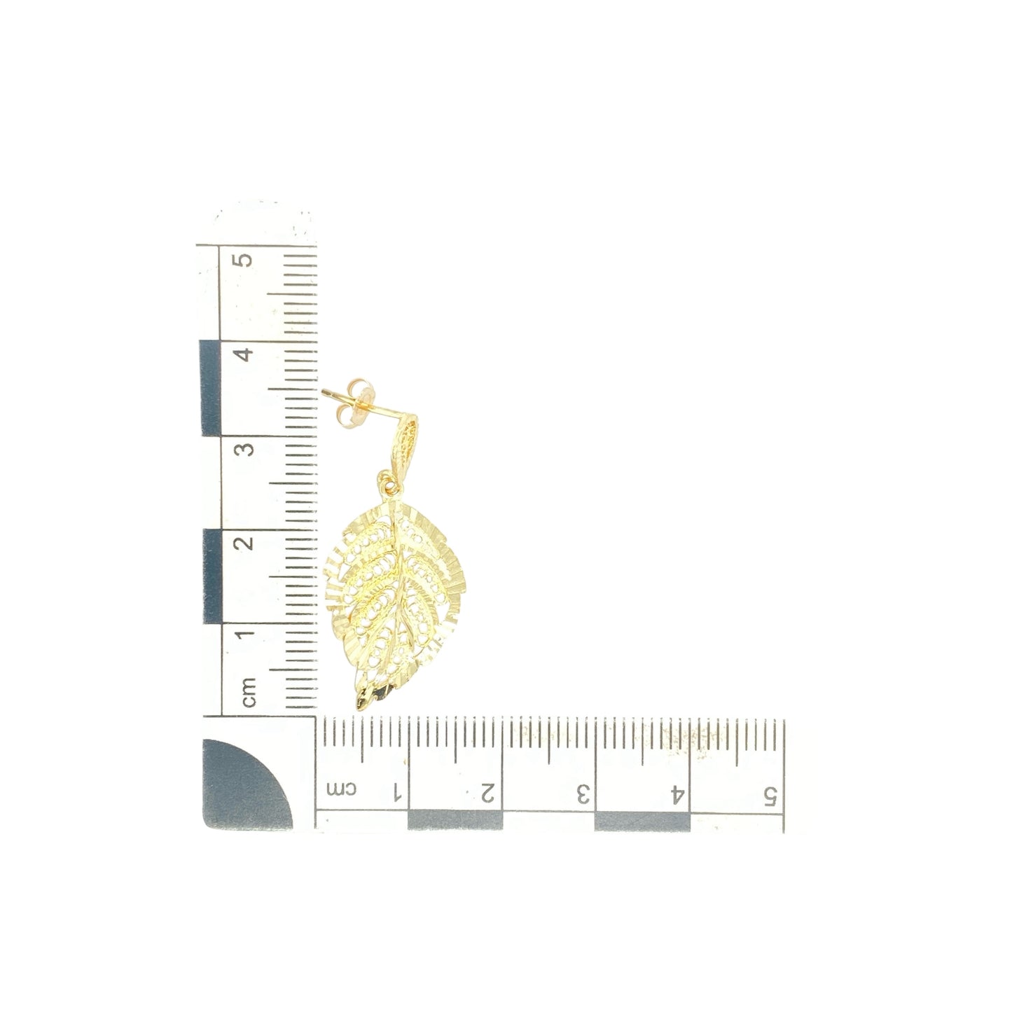 9ct Gold Filigree Leaf Drop Earrings