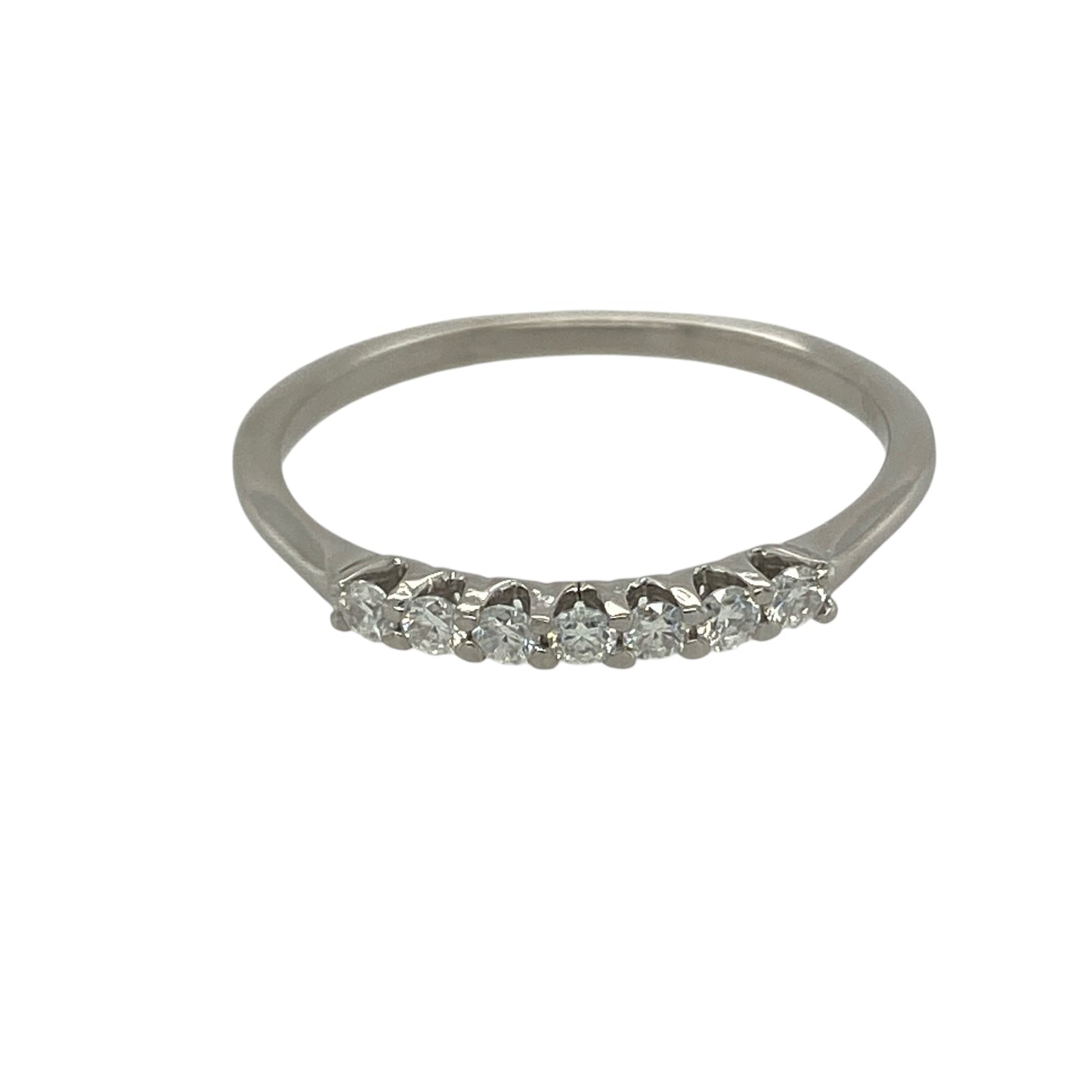 9ct White Gold & Diamond Set Seven Stone Band Ring