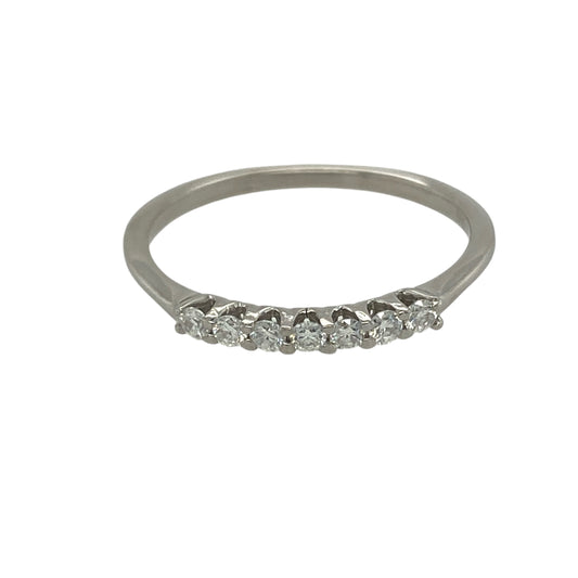 9ct White Gold & Diamond Set Seven Stone Band Ring