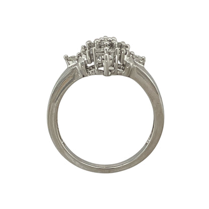 9ct White Gold & Diamond Set Cluster Ring