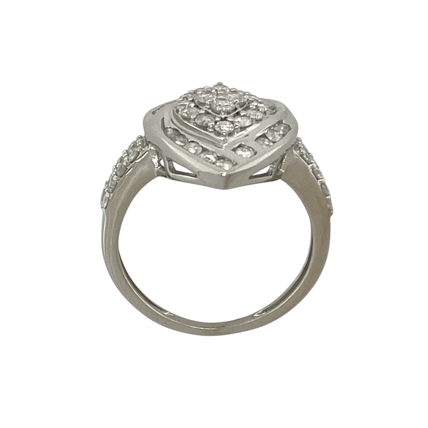 9ct White Gold & Diamond Set Marquise Shaped Cluster Ring