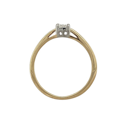 18ct Gold & Diamond Set Emerald Cut Solitaire Ring