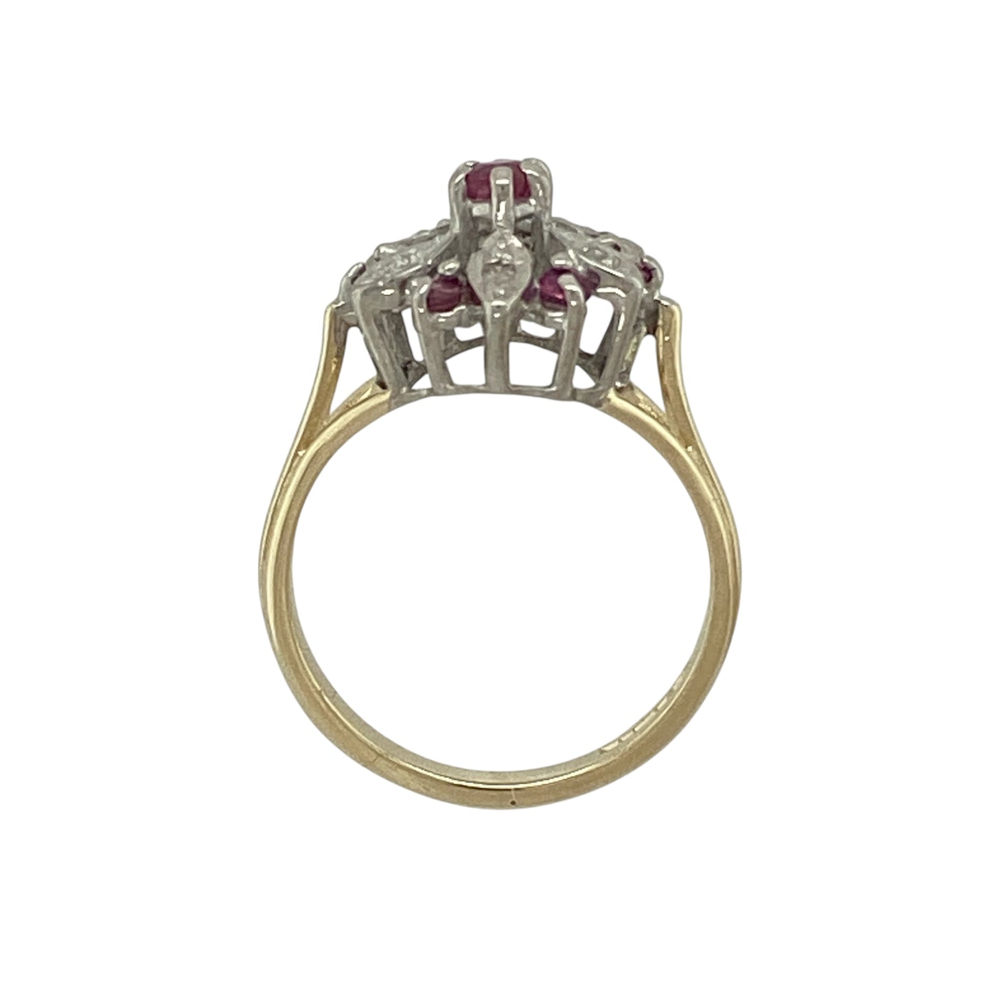 9ct Gold Diamond & Ruby Set Cluster Ring