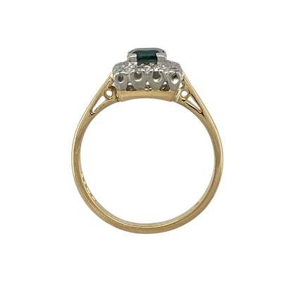 18ct Gold Diamond & Sapphire Set Square Setting Cluster Ring