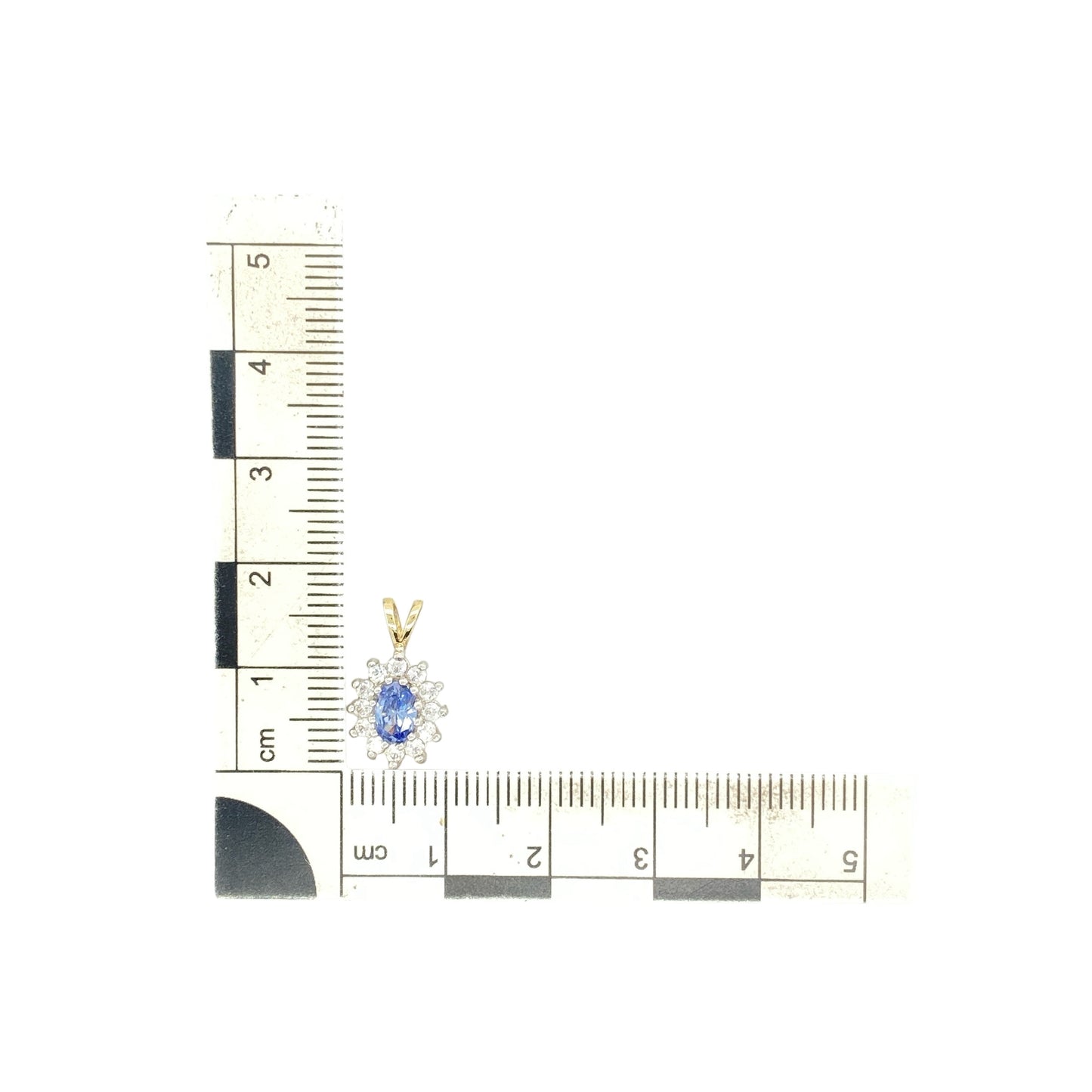 9ct Gold Tanzanite & Cubic Zirconia Set Cluster Pendant