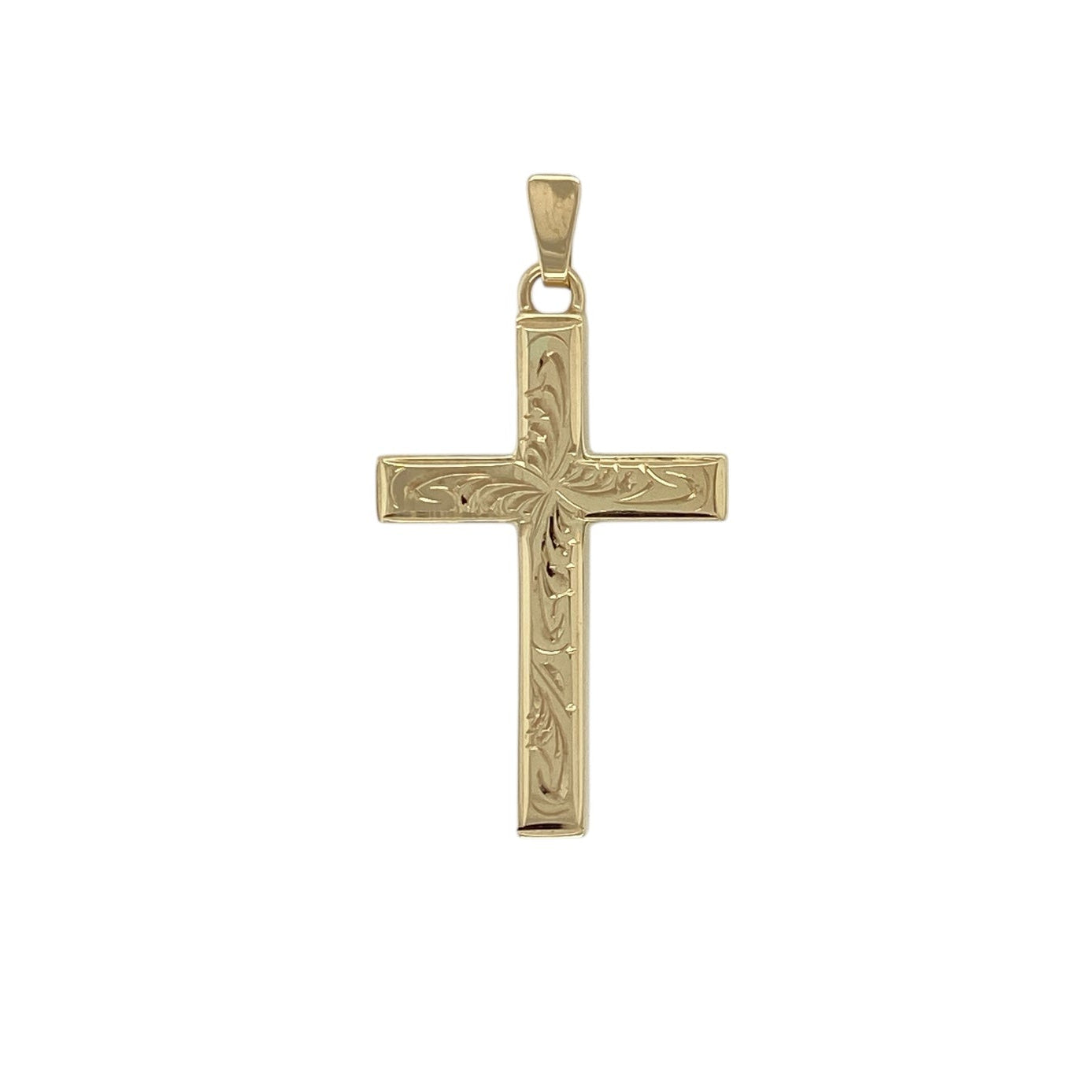 9ct Solid Gold Patterned Cross Pendant