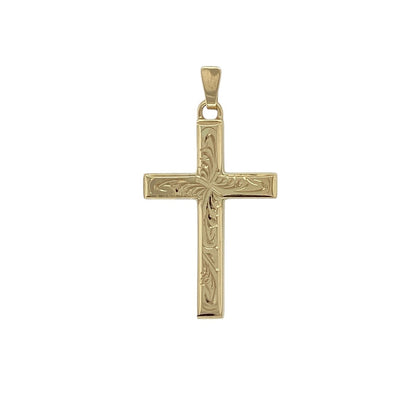 9ct Solid Gold Patterned Cross Pendant