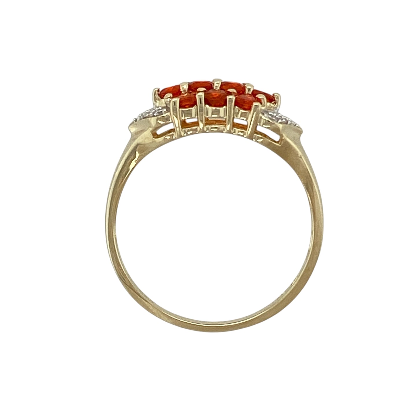 9ct Gold Diamond & Orange Stone Ring