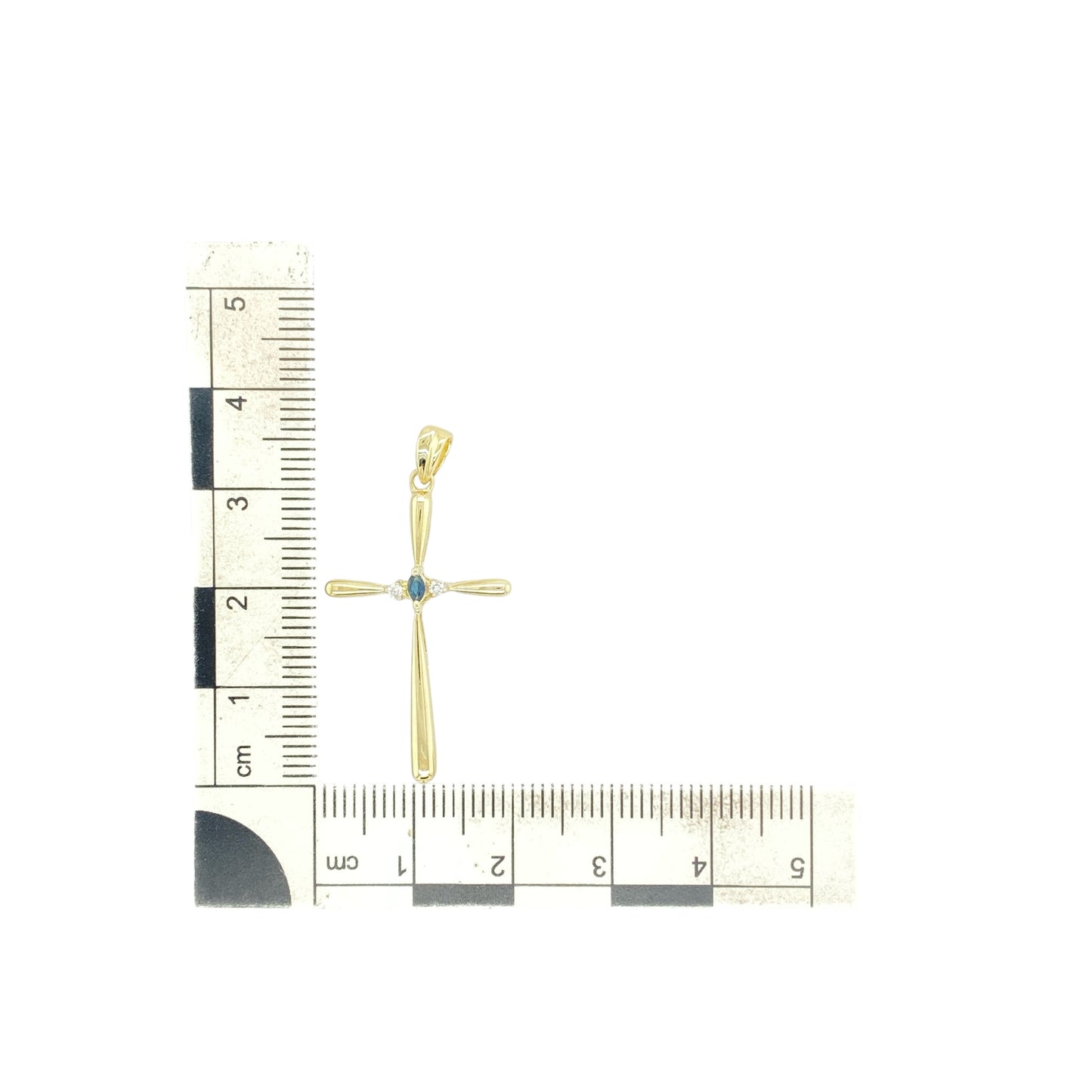 9ct Gold Diamond & Sapphire Set Cross Pendant