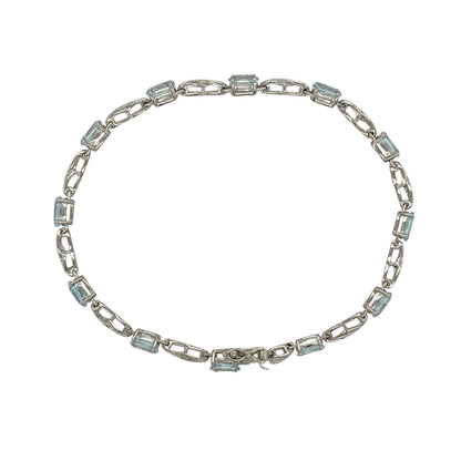 9ct White Gold & Blue Topaz Set 7.5" Bracelet